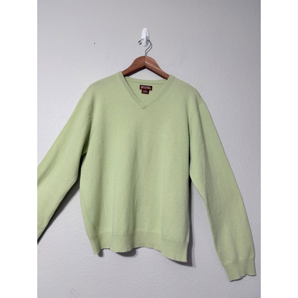 Michael Michael Kors Mens Soft Cashmere V-Neck Sweater Mint Green Size M